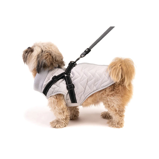 Silver Paw - Dog Jacket with Built-in Harness (Grey)