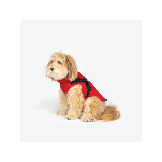 Silver Paw - Dog Jacket with Built-in Harness (Red)