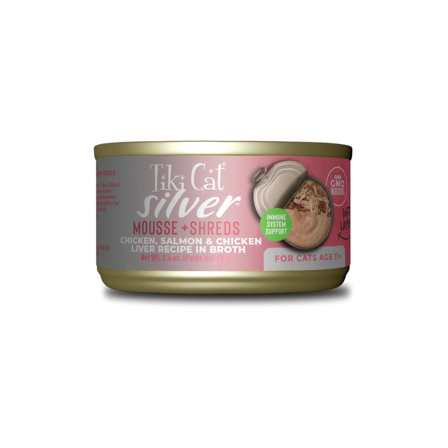 Tiki Cat - Silver Senior with Chicken & Salmon Wet Cat Food (Mousse & Shreds)