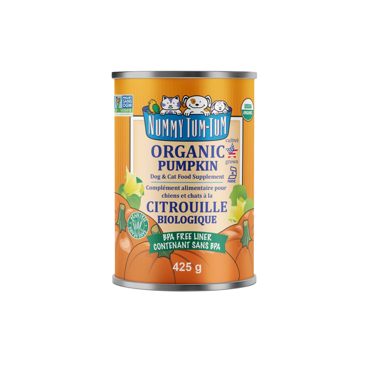 Yummy Tum-Tum - Purée de citrouille biologique riche en fibres pour chien ou chat (conserve)