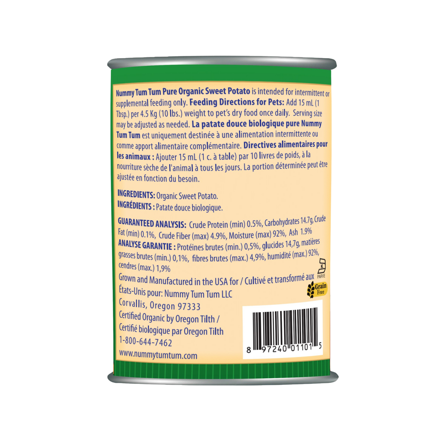 Yummy Tum-Tum - Purée de patate douce biologique riche en fibres pour chien ou chat (conserve)