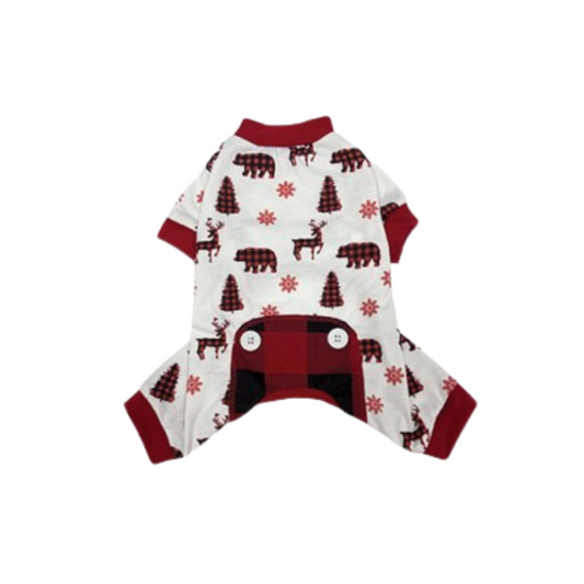 foufouBrands - Heritage Polar Dog Pajama (Red, X-Small)