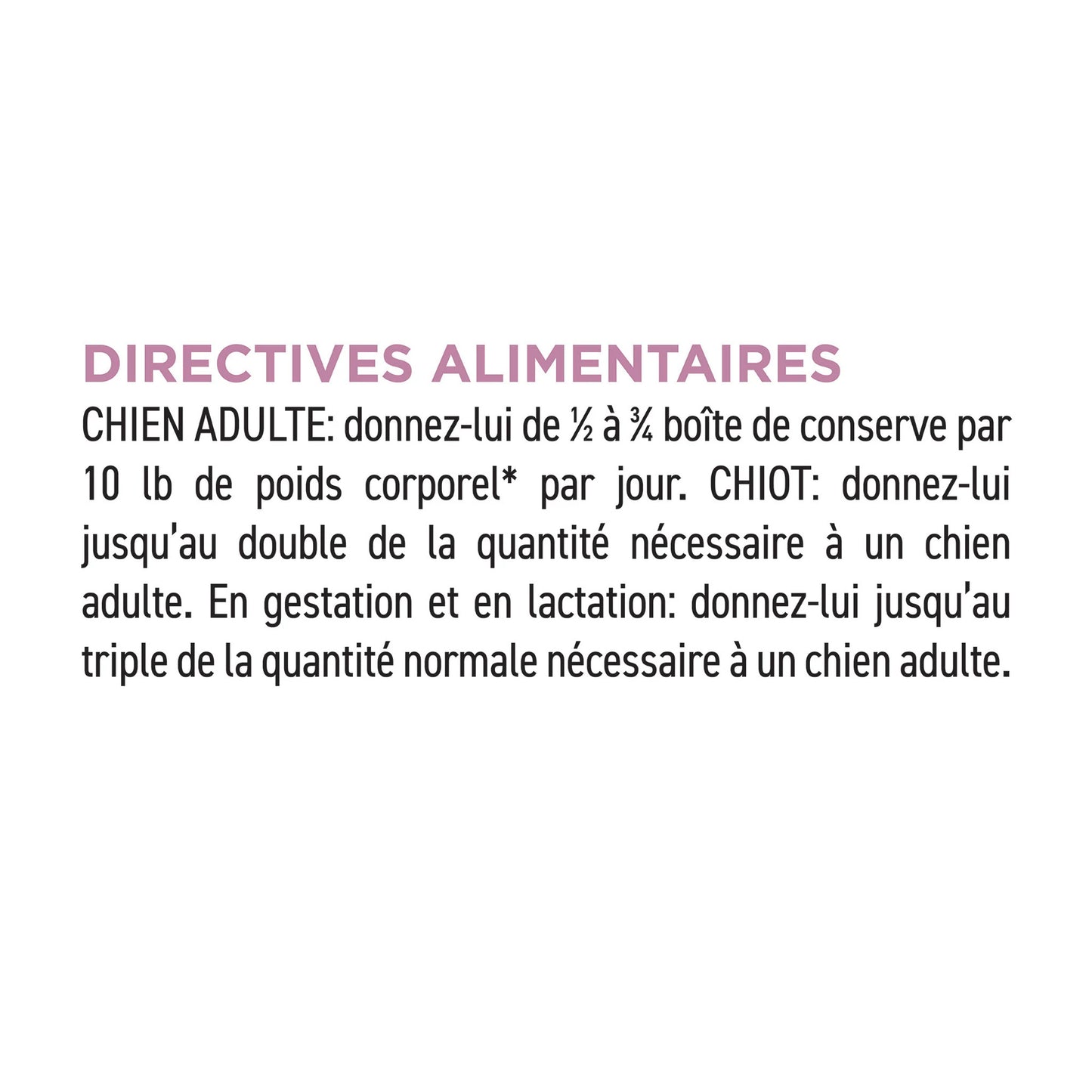 ACANA wet dog food lamb stew directives alimentaires