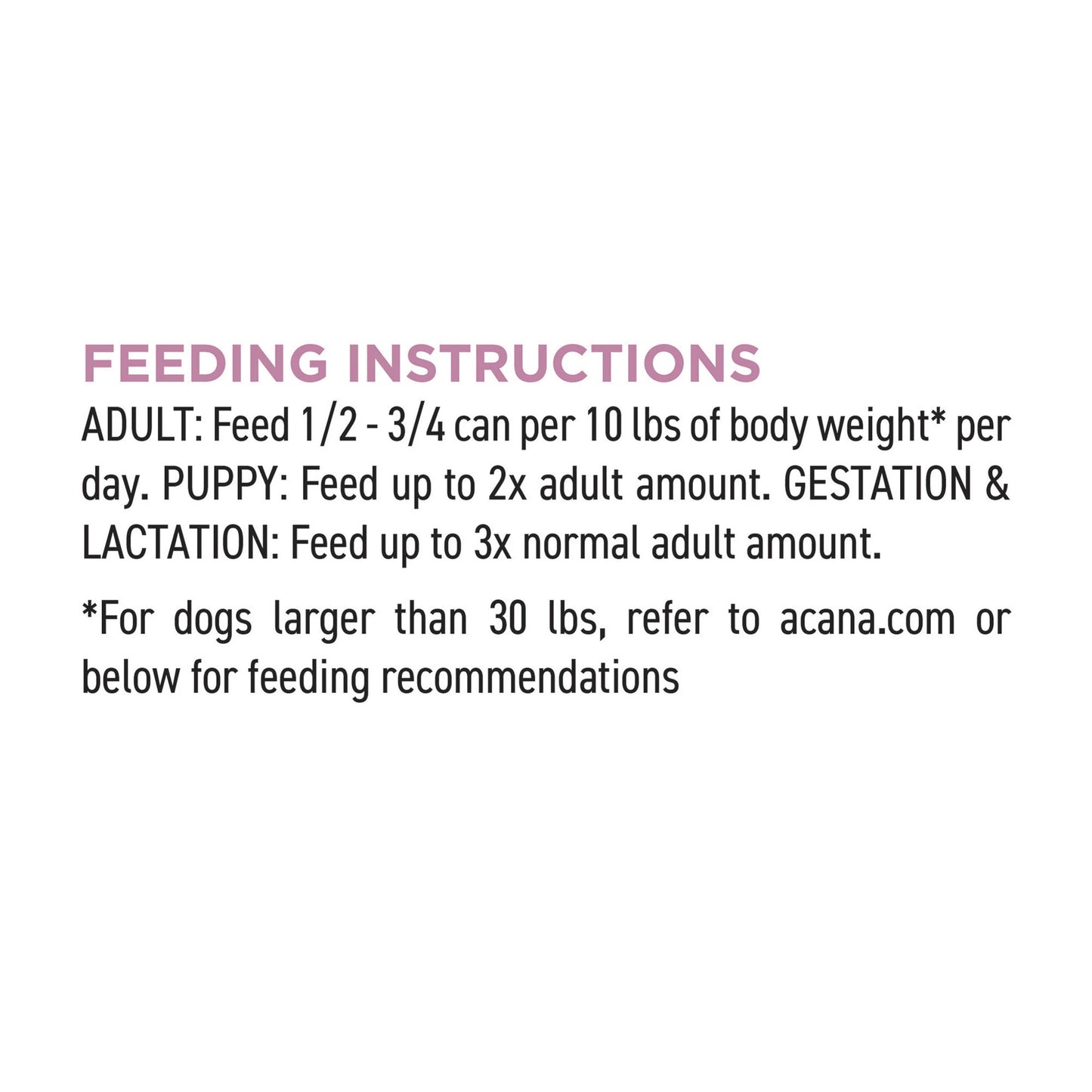 ACANA wet dog food lamb stew feeding guidelines