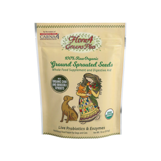 Carna4 -Flora4 Greens Plus Ground Sprouted Seeds Food Topper