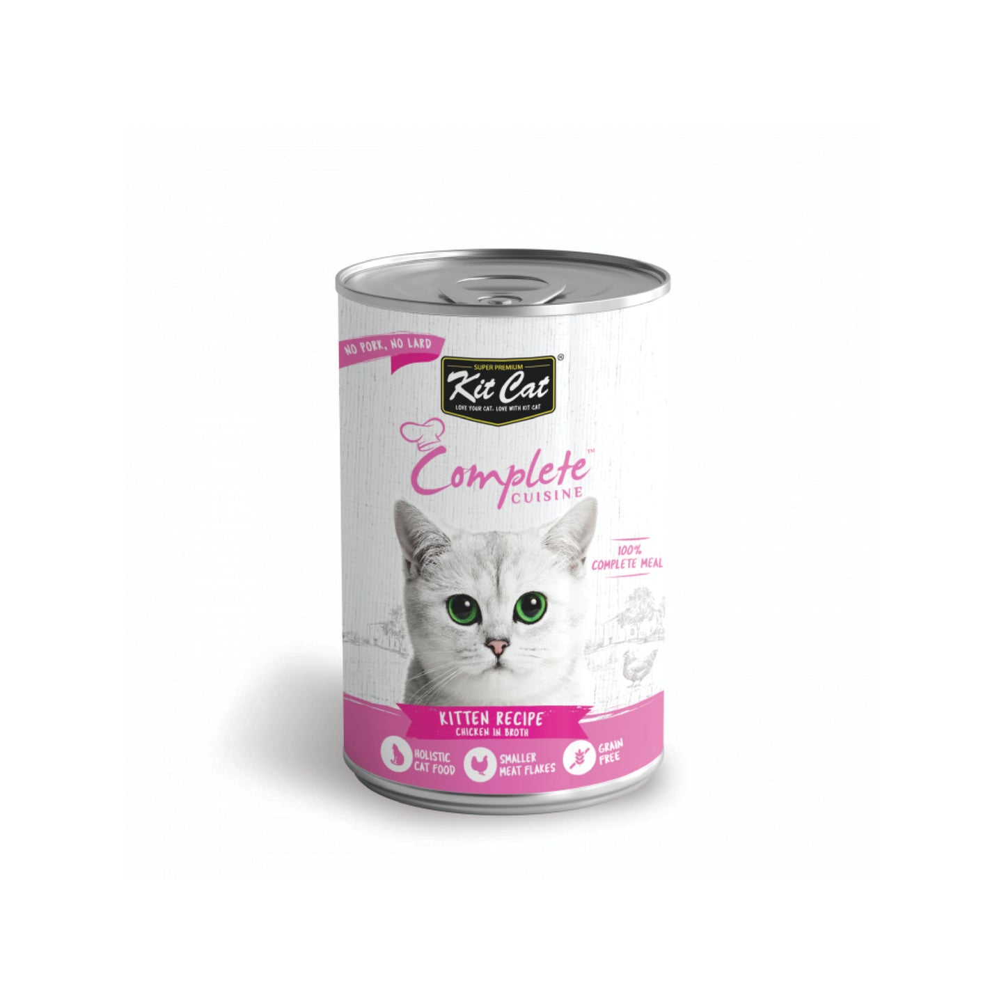 Kit Cat - Cuisine complète™ au poulet pour chaton dans du bouillon (morceaux déchiquetés)