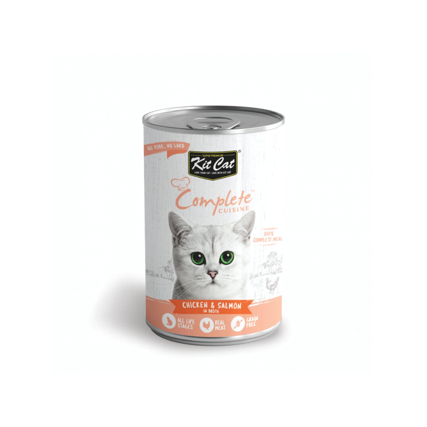 Kit Cat - Cuisine complète™ au poulet & au saumon dans du bouillon (morceaux déchiquetés)