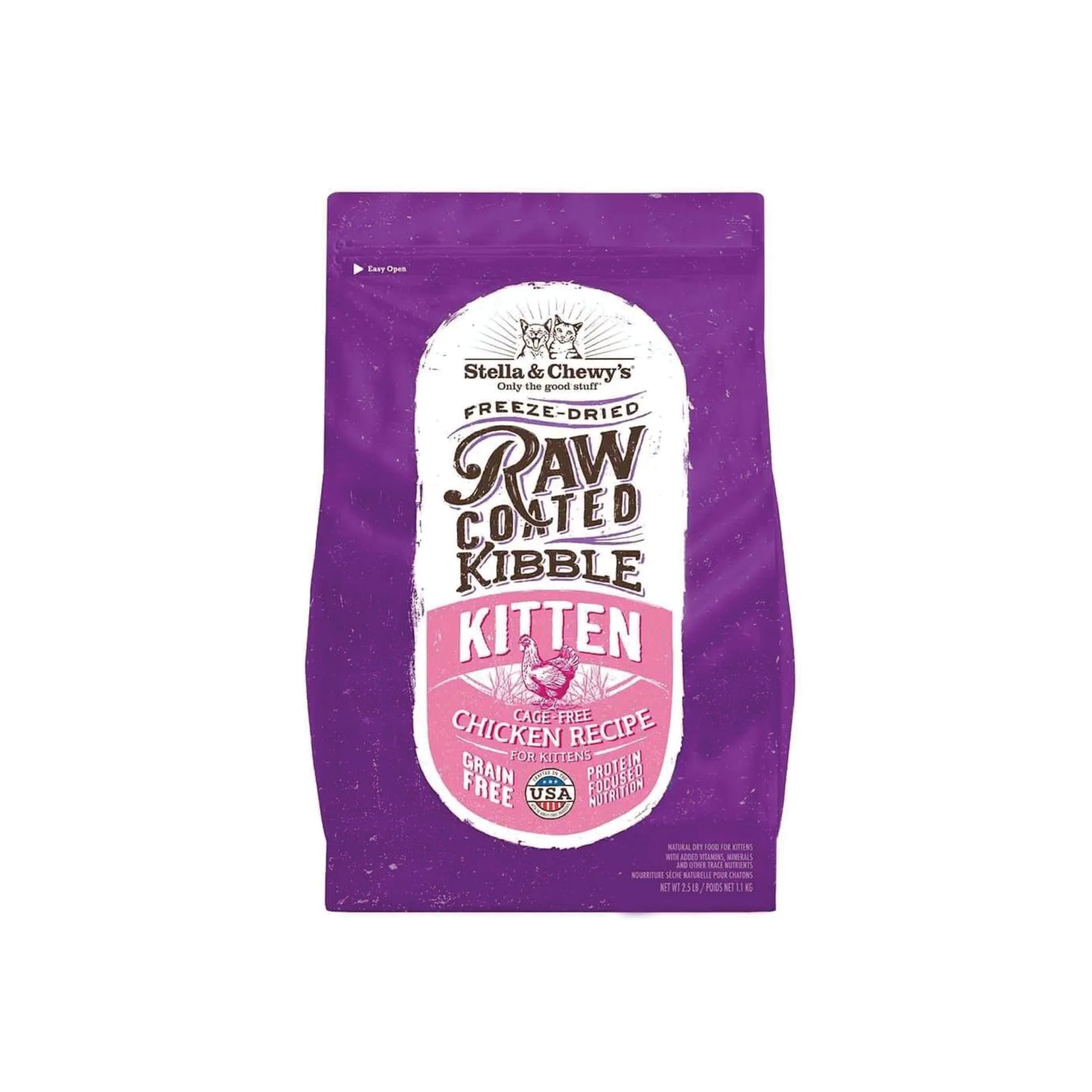 Stella & Chewy's -  Cage-Free Chicken Recipe for Kittens Raw Coated Kibble (Grain Free)