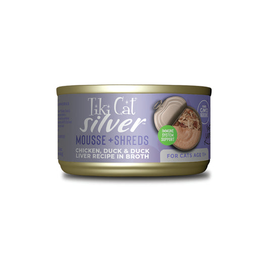 Tiki Cat - Silver Senior Chicken, Duck & Duck Liver in Broth Wet Cat Food (Mousse & Shreds)