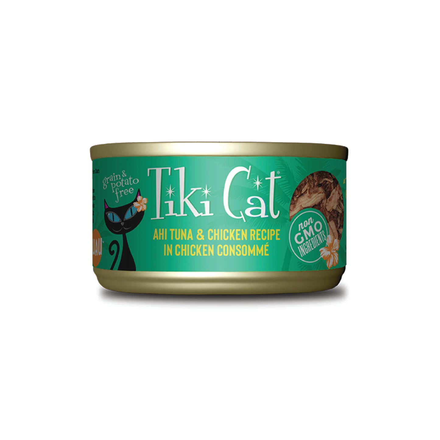 Tiki Cat - Ahi Tuna & Chicken in Chicken Consommé Wet Cat Food (Shreds)